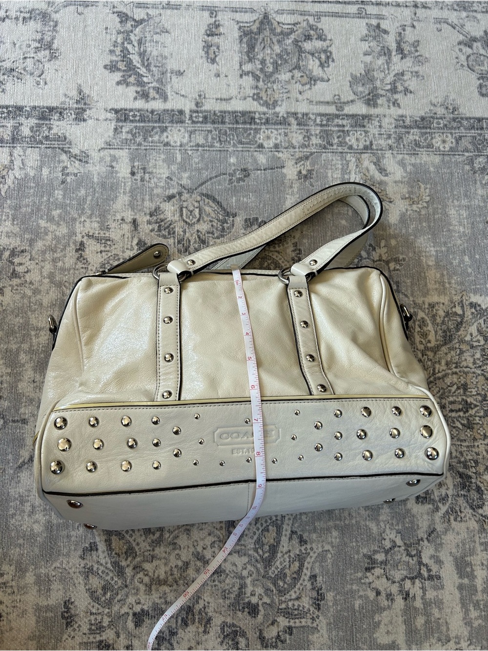 Coach Studded Leather Satchel Bag - Picture 8 of 14